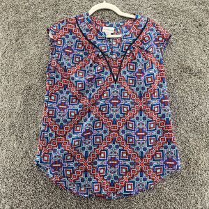 Liz Claiborne small multicolor sleeveless v-neck career blouse